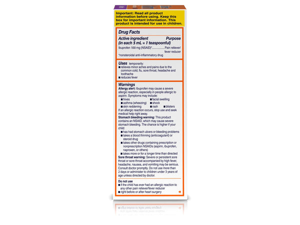 Children's Motrin Oral Suspension, Pain Relief, Ibuprofen, Grape Flavored, 4 Oz