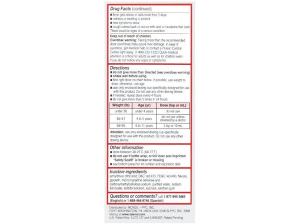 Children's Tylenol Cold And Flu, Bubblegum, 4 Fl. Oz