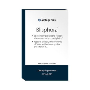 Blisphora™ <br>Scientifically designed to support a healthy mood and methylation Features clinically effective levels of SAMe and body-ready folate and vitamin B12