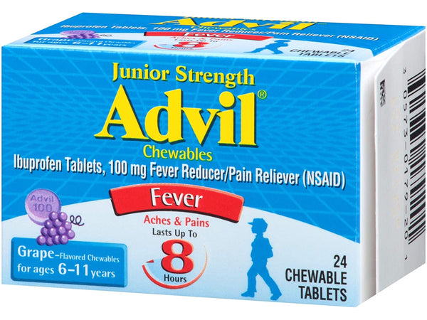 Advil Jr. Grape Chewable Ibuprofen 100 mg Tablets - 24 count