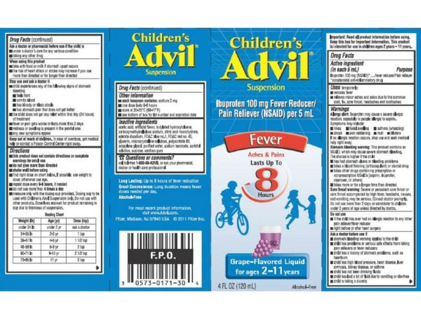 Advil Children's Oral Suspension Grape Flavored 4 oz.