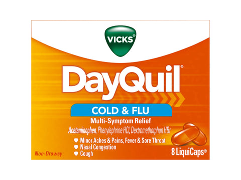 Vicks DayQuil Cold & Flu Multi-Symptom Relief LiquiCaps 8 Ct