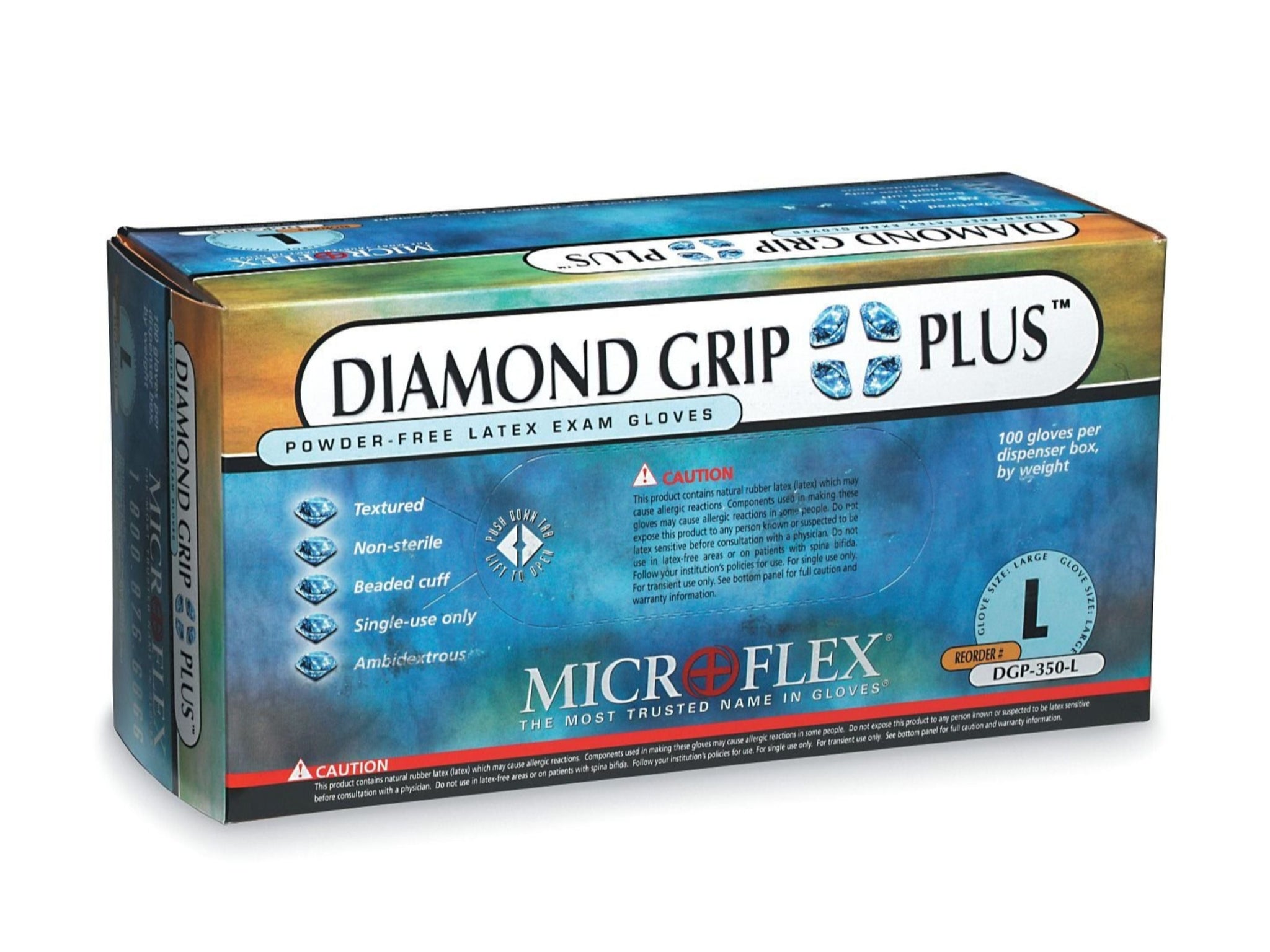 Medium 9.5" Microflex® Exam Gloves - Diamond Grip®