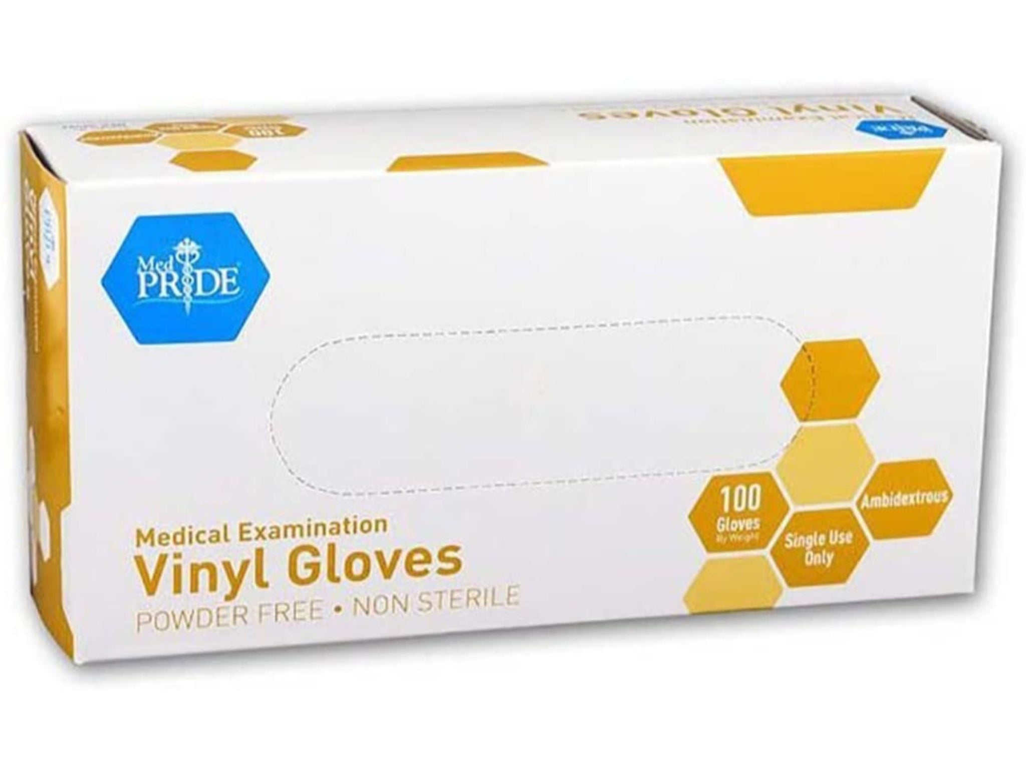 Large MedPride Powder-Free Vinyl Exam Gloves, 100 count