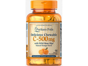 Chewable Vitamin C 500mg with Rose Hips 90 Vegetarian Tablets