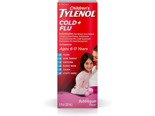 Children's Tylenol Cold And Flu, Bubblegum, 4 Fl. Oz