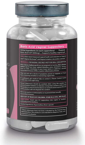 Boric Acid Vaginal Suppositories 600 mg (30 count)
