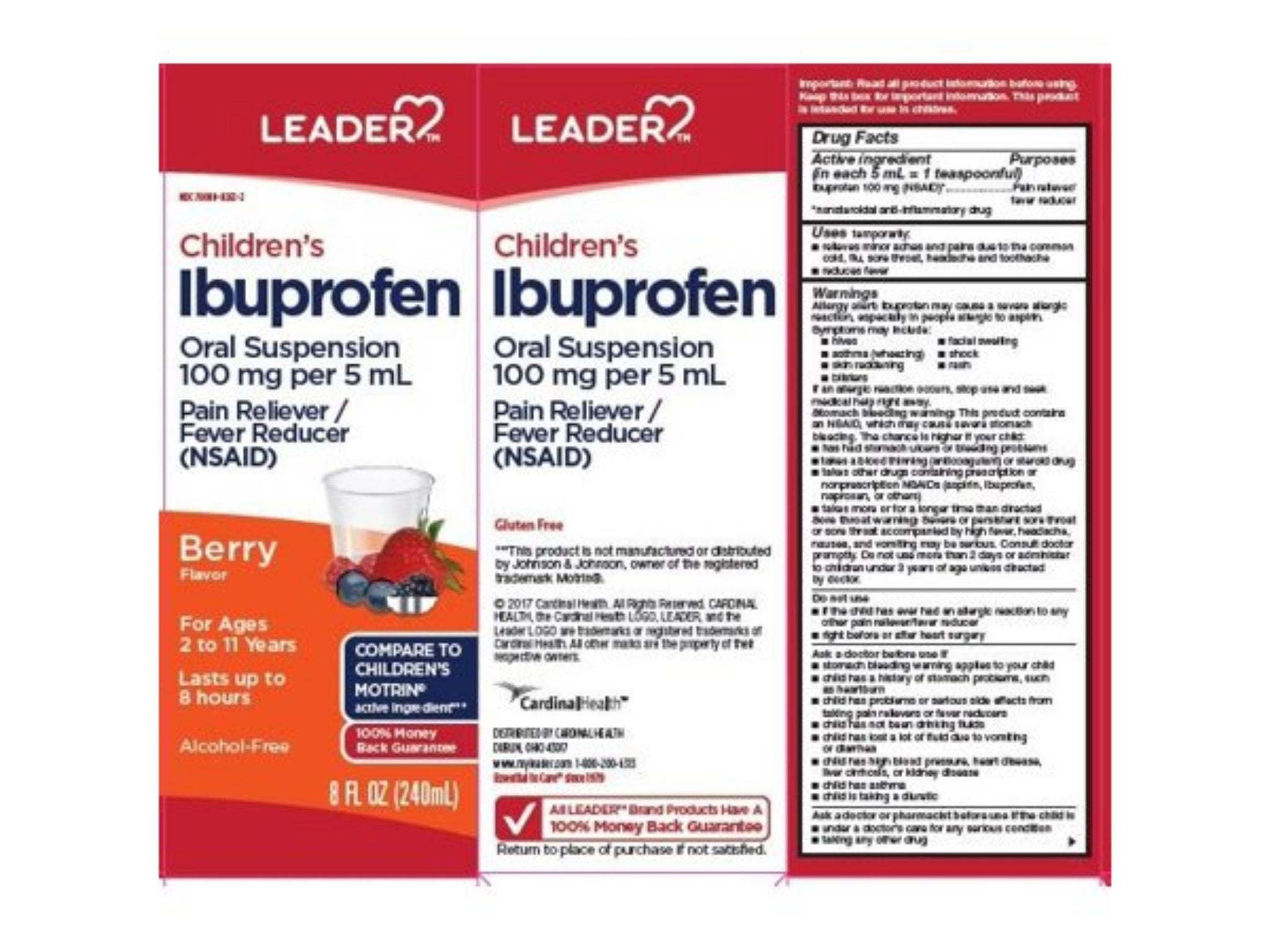 Leader Children's Ibuprofen Liquid, Berry, 8oz